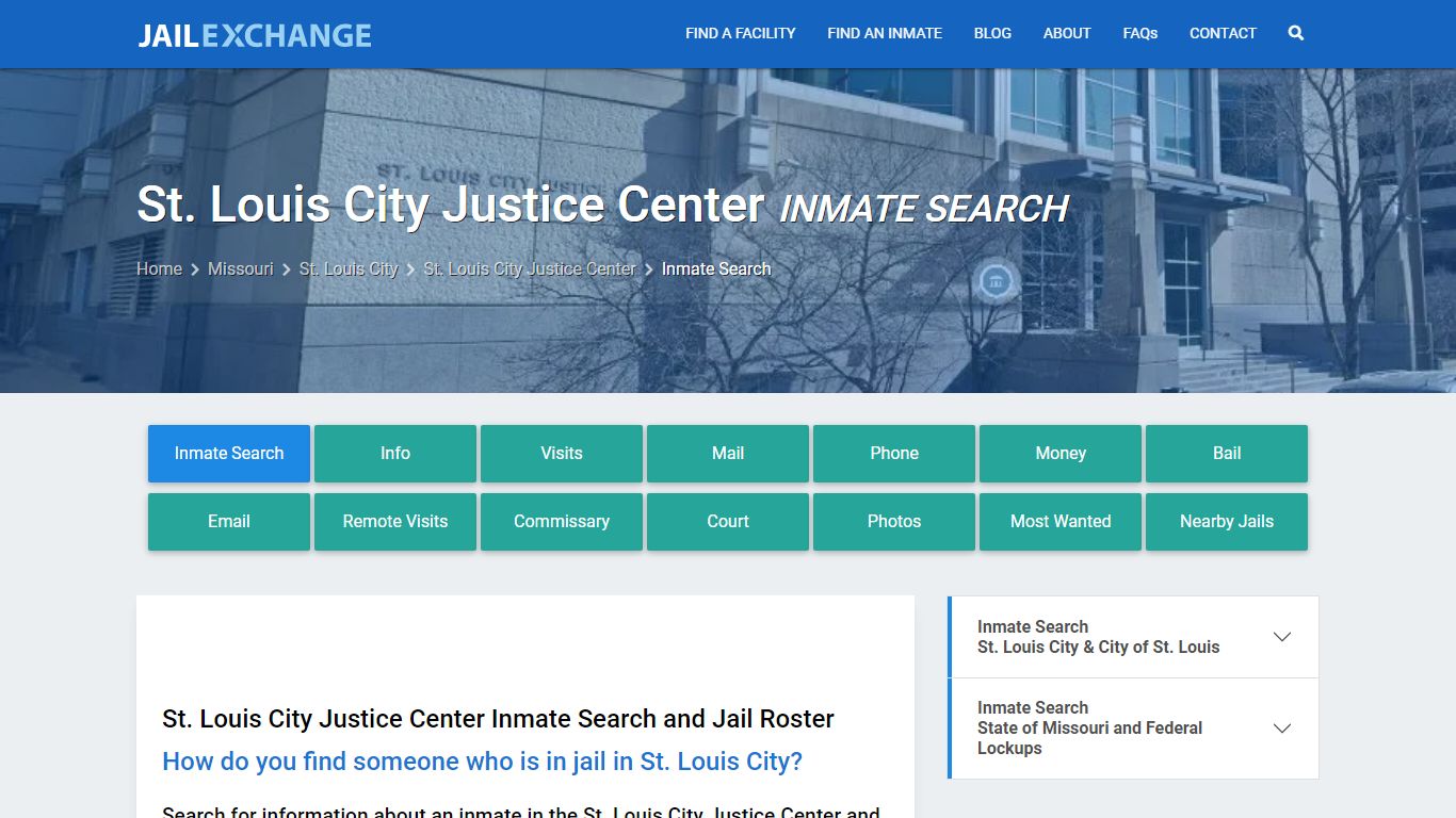 St. Louis City Justice Center Inmate Search - Jail Exchange